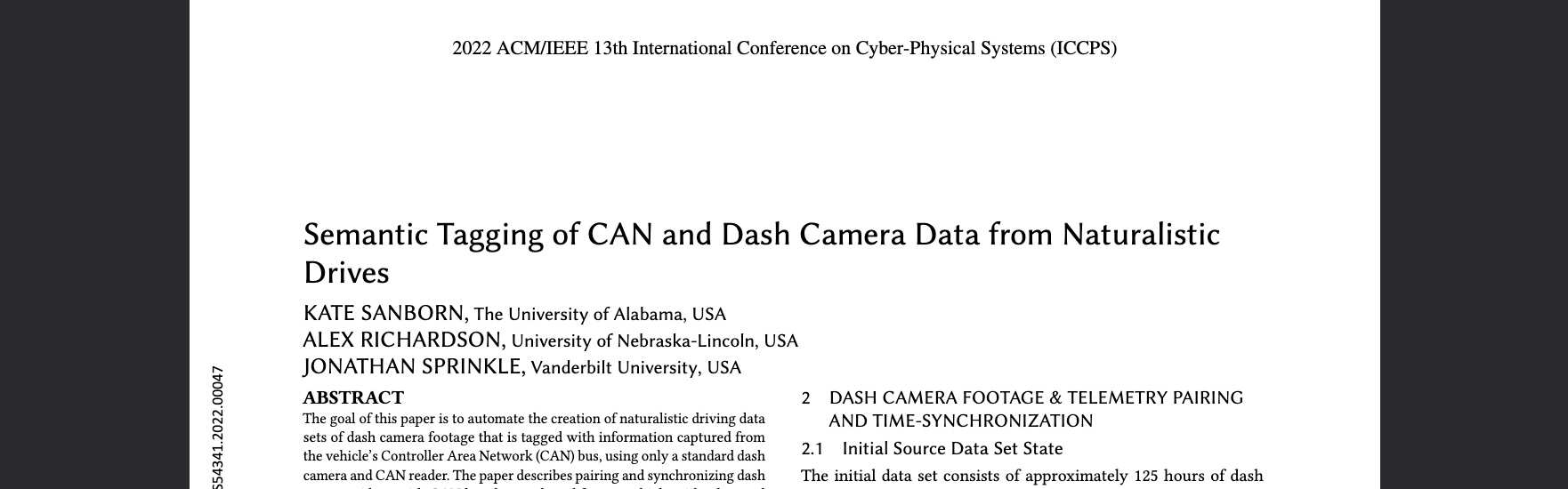 2022 ICCPS: Semantic Tagging of CAN and Dash Camera Data From Naturalistic Drives